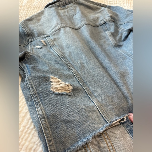 BlankNYC Blue Distressed Button Denim Jacket Coat l M - Picture 8 of 9